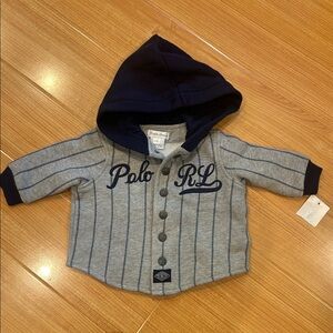 RALPH LAUREN ☁️ Lined Hooded Snap-up Varsity Baseball Sweatshirt